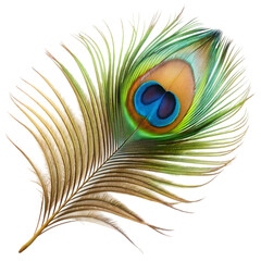 Obraz premium peacock feather isolated on white background