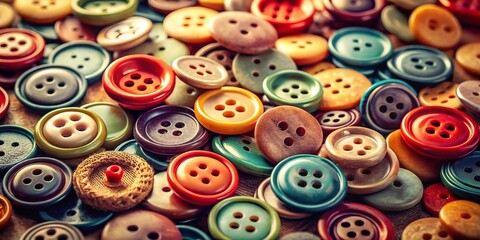 Vintage Style Flat Button Set Stock Photo: Retro UI Design Elements