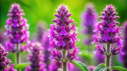 Obraz premium Stachys Betonica Macrantha: Big Betony Purple Flower Portrait Photography