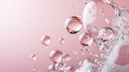 Dewy glowing background with floating potassium drops and text space for wellness concepts.