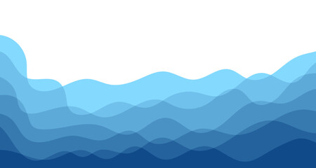 Sea waves. Blue river ocean wave layer vector background illustration