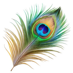 Fototapeta premium peacock feather isolated on white background