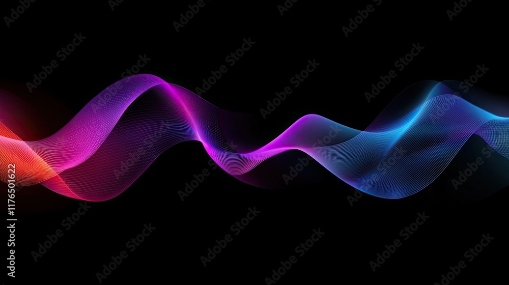 Aufkleber abstract concept of digital transformation with flowing neon lines connecting various geometric shap