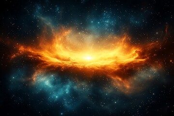 Obraz premium Cosmic Nebula fiery orange and blue gases