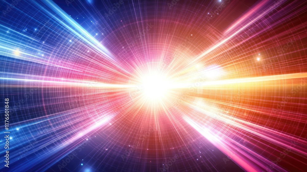 Poster abstract concept of space and technology with futuristic grids and glowing lines, offering space in 