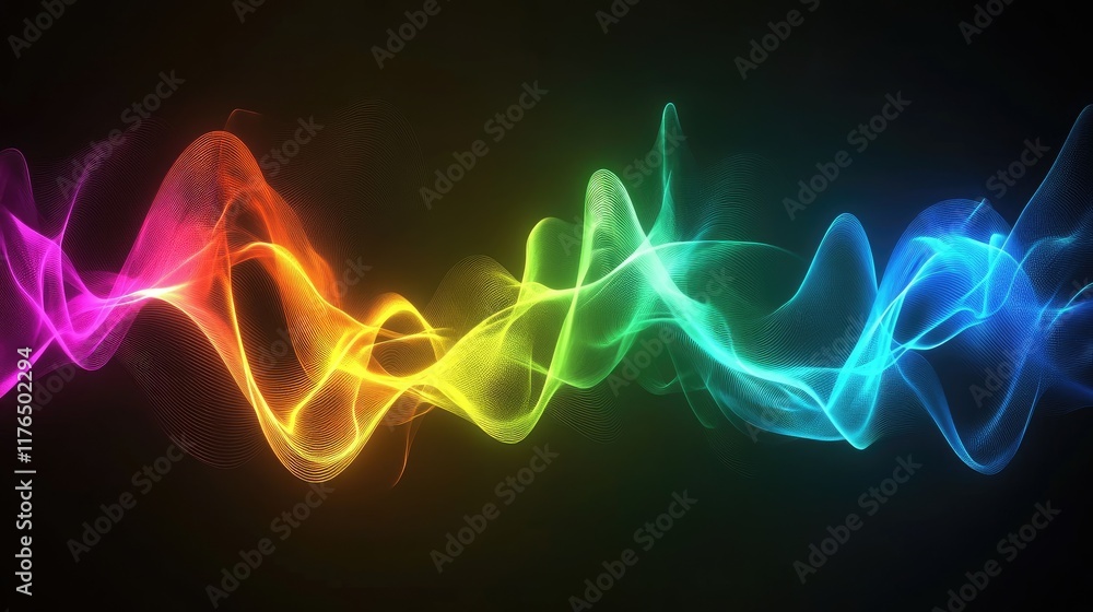 Poster abstract digital waves of bright colors flowing in a smooth and dynamic composition.