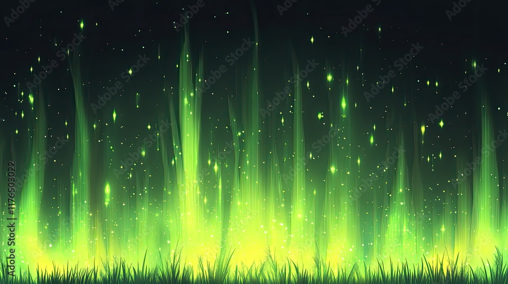 Poster abstract green gradient fading from luminous lime at the bottom to dark emerald at the top with clea