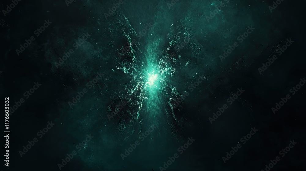 Poster abstract green glow with a soft burst effect emanating from the center, creating a vibrant focal poi