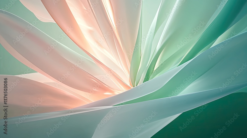 Poster abstract green gradient with a radial glow effect in the center, fading outward into soft, muted ton