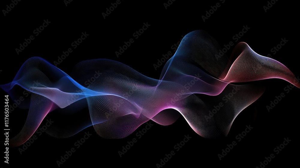 Aufkleber abstract lines creating a digital network effect, glowing softly against a dark background, with roo