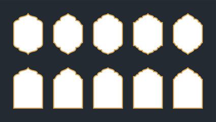 islamic frame collection gold luxury ornament abstract white arabic background, ramadan kareem eid mubarak card 