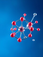 Obraz premium Abstract 3D Render of a Molecule Against a Vibrant Blue Background.. AI Generated