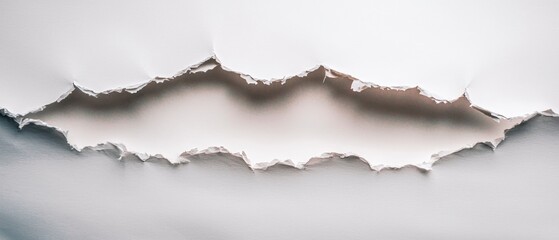 Fototapeta premium Torn White Paper Background Ripped Edge Texture Abstract Design