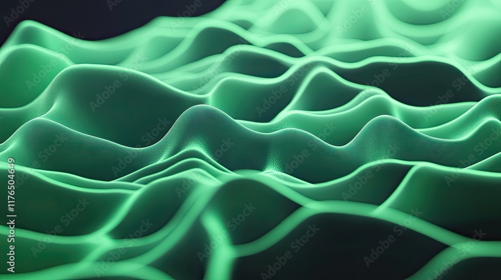 Aufkleber abstract overlapping layers of green light waves flowing in a fluid and futuristic design.
