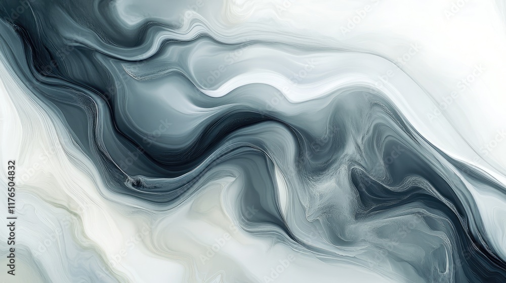 Poster abstract smoke in swirling patterns of white and gray, set against a light backdrop with ample space