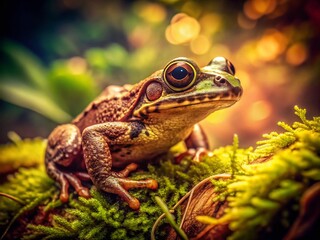 Obraz premium Vintage Style Photo of Rana nigromaculata Frog - Amphibian Wildlife Nature