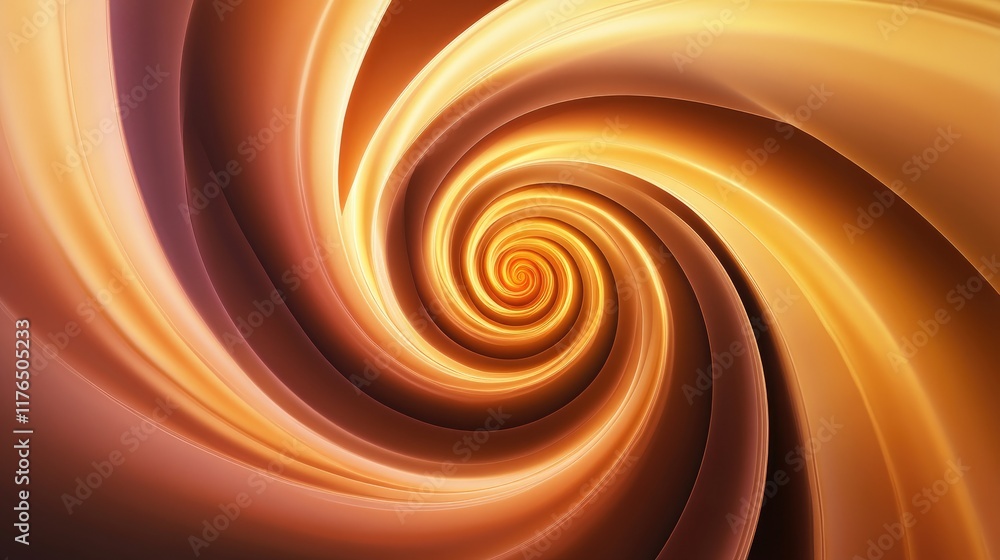 Poster abstract swirl patterns in a blend of warm golden tones against a dark backdrop, creating a luxuriou