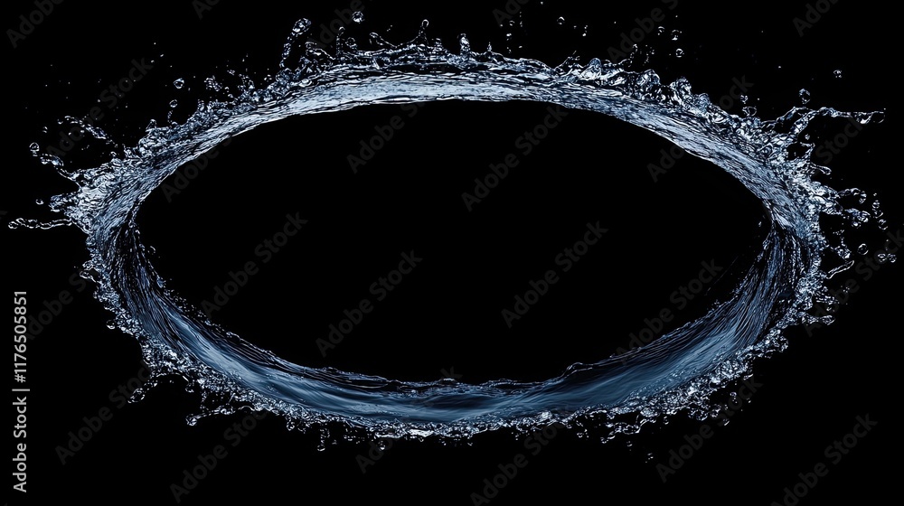Poster abstract water splash effect with smooth, flowing ripples, forming patterns of motion with clear spa