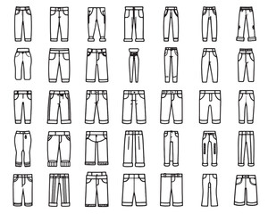 Trousers Line Art 50 Icon Set Design