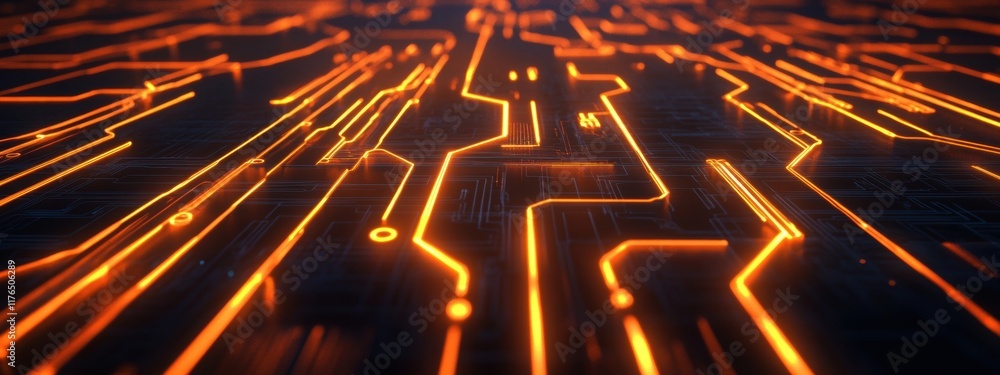 Poster glowing electrical network, an intricate abstract design showcasing luminous lines interconnecting i