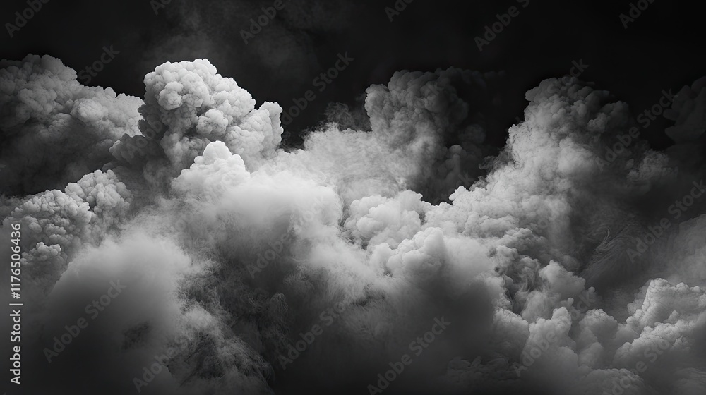 Aufkleber a cloud of gray smoke swirling in abstract patterns, fading softly against a dark background, with e