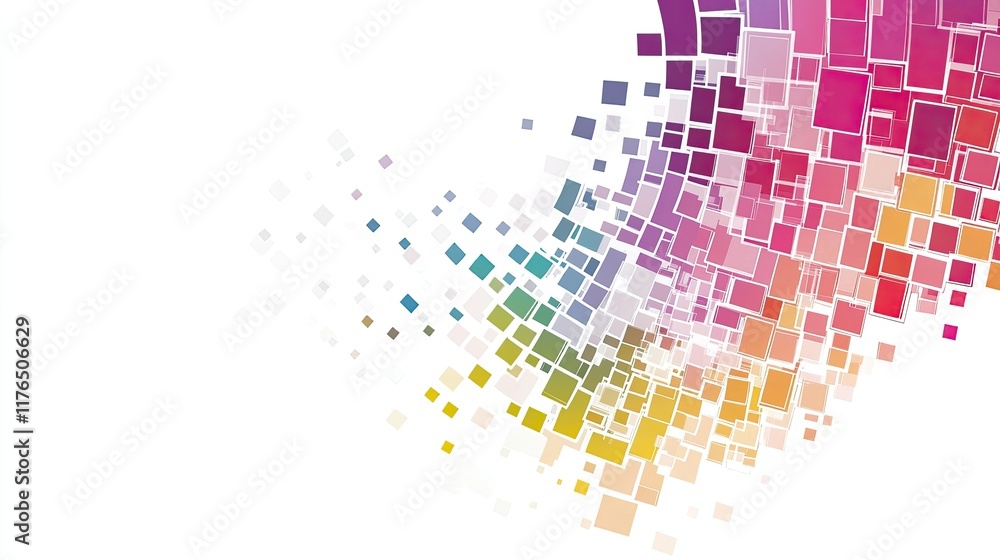 Aufkleber a colorful abstract concept with digital pixels forming a wave pattern, leaving clear space for a co