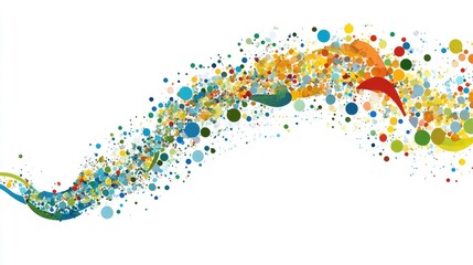 Fototapeta premium A colorful abstract concept with digital pixels forming a wave pattern, leaving clear space for a company logo or promotional message.