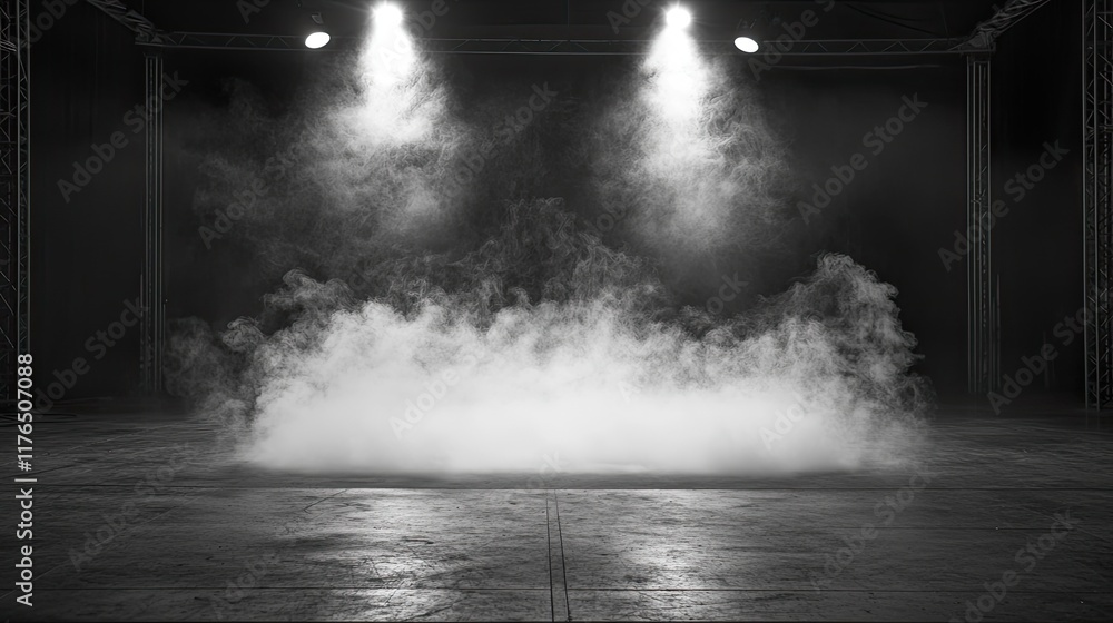 Poster a gentle plume of smoke rising in abstract patterns, leaving an empty, spacious area in the center f