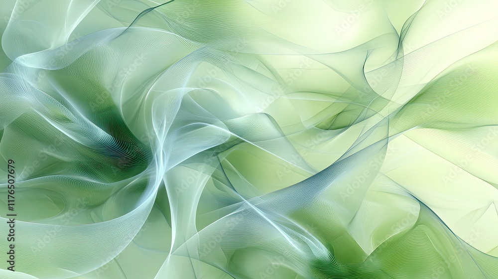 Poster a soft, gradient-based abstract wallpaper with swirling patterns of green and blue, providing a peac