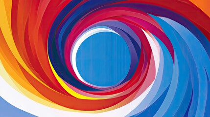 Fototapeta premium A vibrant abstract concept with colorful spiral patterns symbolizing motion, with smooth space for logos or text at the center.
