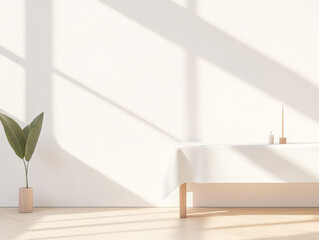 Fototapeta premium Minimalist interior design showcasing natural light and simple decor elements for a serene space