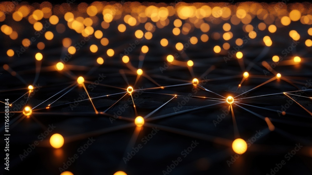 Poster glowing circuitry network, intricate luminous circuits on a dark gradient background, evoking a sens