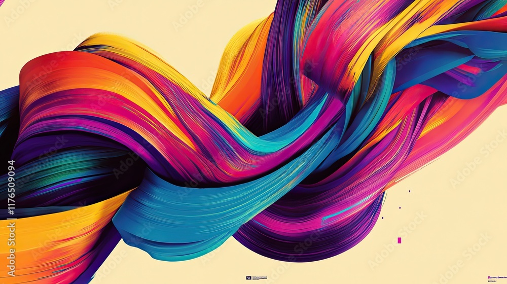 Poster dynamic abstract wallpaper with colorful brushstrokes layered over a neutral background, creating a 