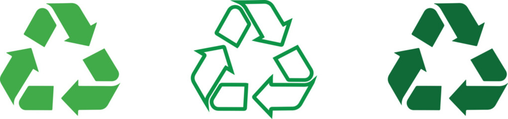 Recycle symbol vector set. Recycling arrow icons.  Recycling label. Recycle badge. Recycling icons. Recycle, reuse and reduce icons.