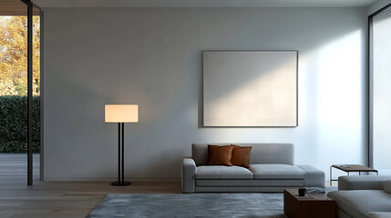 Modern living room with minimalist decor and natural light in a contemporary home