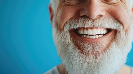 Obraz premium Close-Up of a Smiling Old Man with a Bright and Stronge Teeth