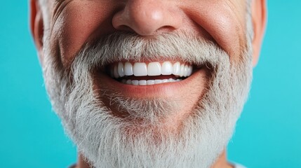 Obraz premium Close-Up of a Smiling Old Man with a Bright and Stronge Teeth