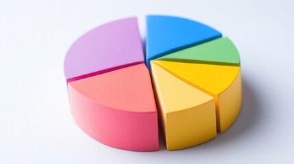 a colorful pie chart on a white surface
