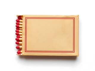 Vintage Matchbox with Red-Tipped Matches on White Background. AI Generated
