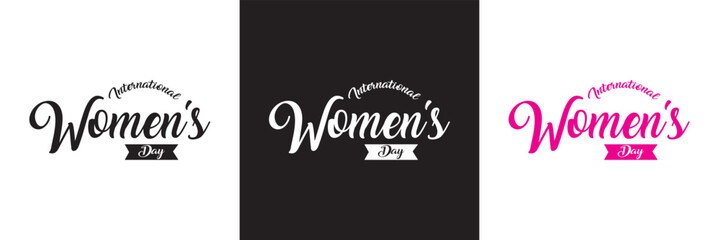 International women's day, Calligraphy brush text banner.  isolated on white and black background. vector illustration. EPS 10