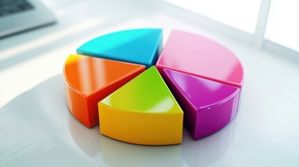 Obraz premium a colorful pie chart on a white table