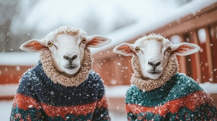 Festive Sheep in Winter Wonderland  Adorable Christmas Sweaters  Snowfall
