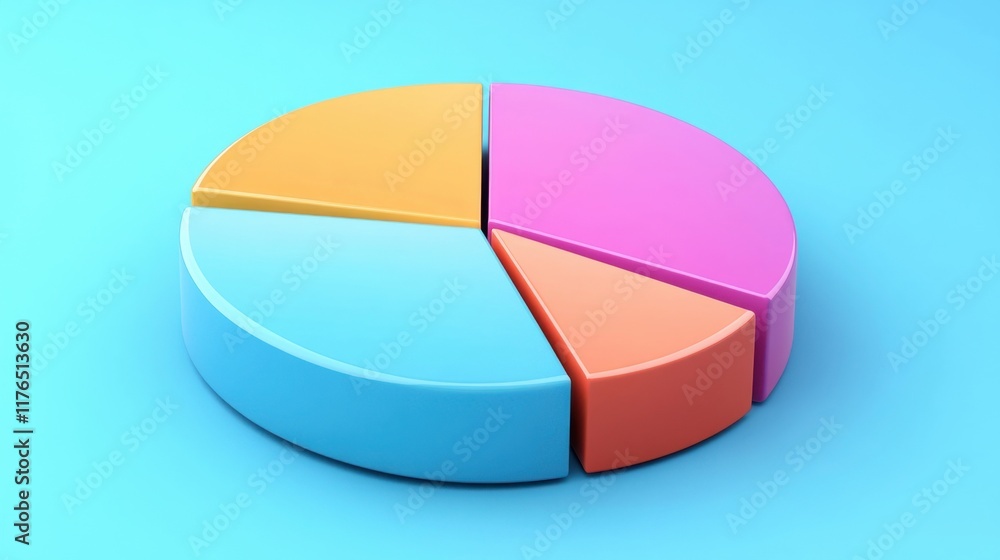 Poster a pie chart with four sections of different colors