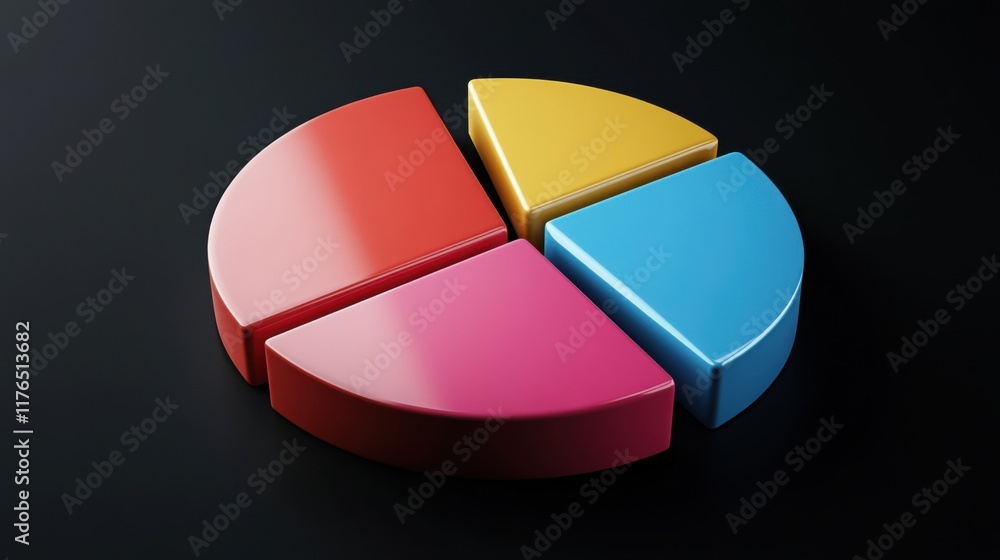 Poster a pie chart with four sections of different colors