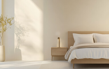 Warm and inviting bedroom with natural light and minimalistic decor