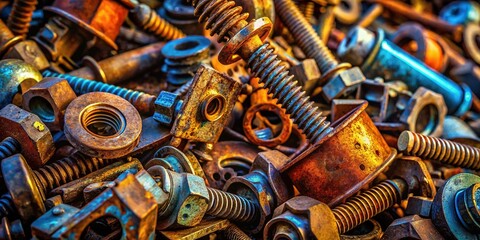Close-up Industrial & Household Scrap Metal Pile in Warehouse - Recycling Site