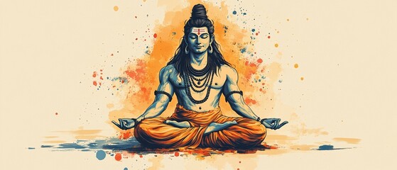 Shiva statue, the Hindu god, in meditating