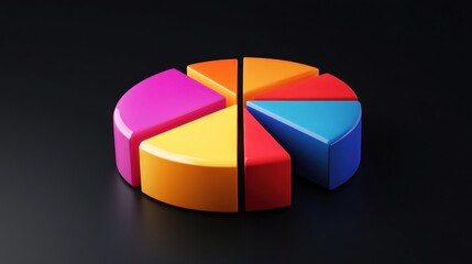 Obraz premium a colorful pie chart on a black surface