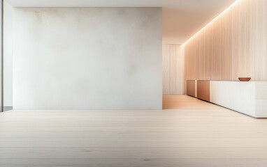 Fototapeta premium Modern interior design showcasing minimalist aesthetics in a spacious living area