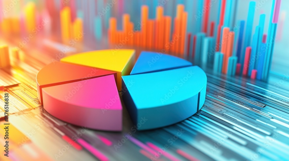 Poster a colorful pie chart on a colorful background